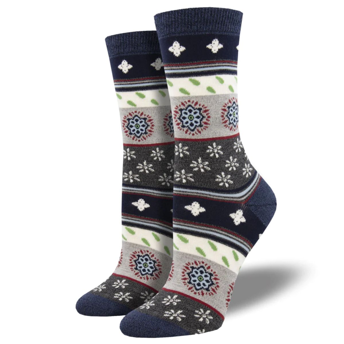 Marrakesh motif socks a pair of black crew socks with Marrakesh inspired print