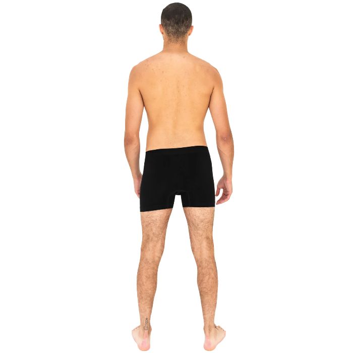 man wearing black terrera boxer briefs back view set on a white background