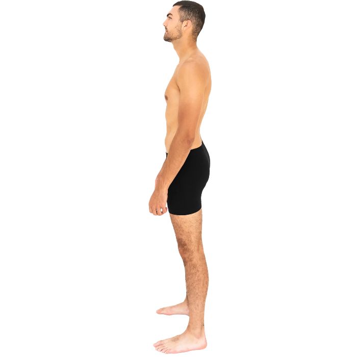 man wearing black terrera boxer briefs side view set on a white background