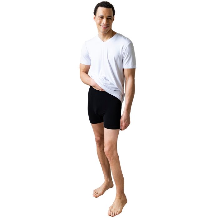 boxer briefs black full body front view on model