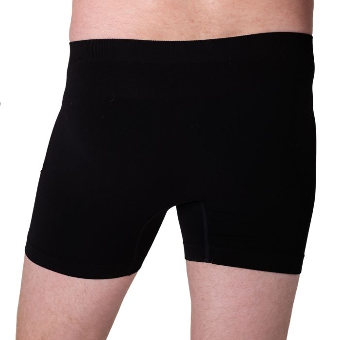 boxer briefs black mid section back view on model