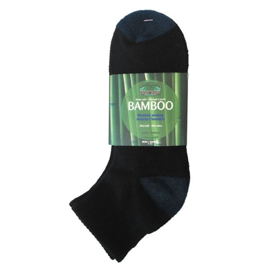 package of moneysworth & best black ankle socks with blue heel and toe