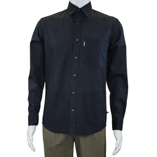 Ryan dress shirt black front view of top on mannequin