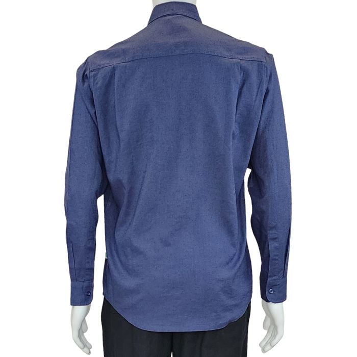 Ryan dress shirt blue back view of top on mannequin