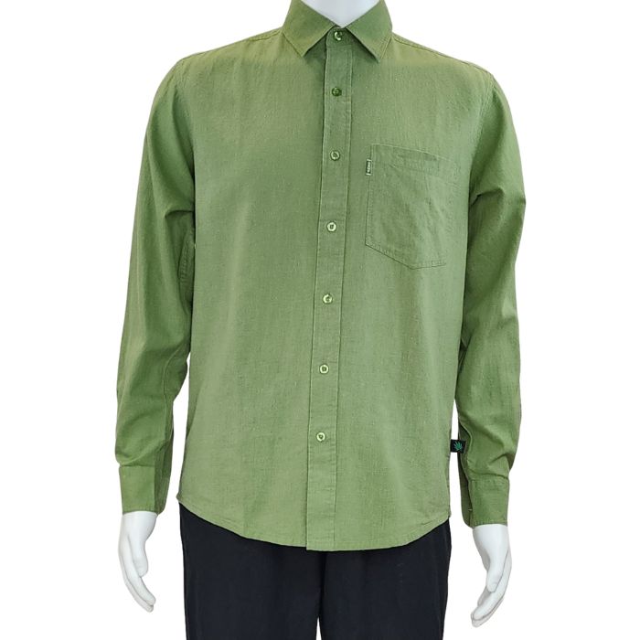 Celery green Ryan dress shirt front view of top on mannequin
