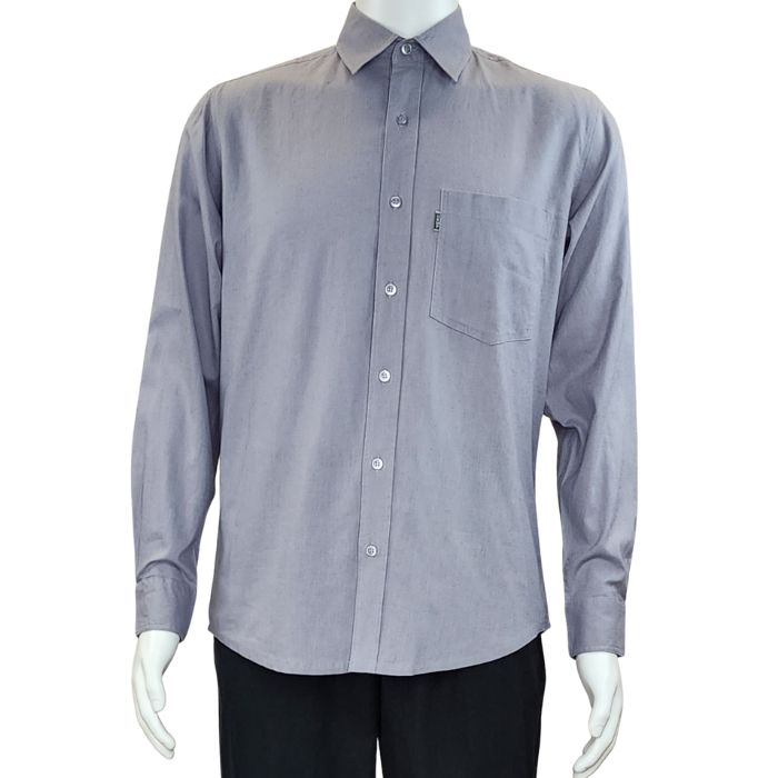 Ryan dress shirt grey front view of top on mannequin