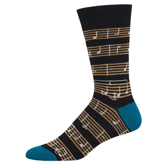 Sheet music sock black crew sock with sheet music print