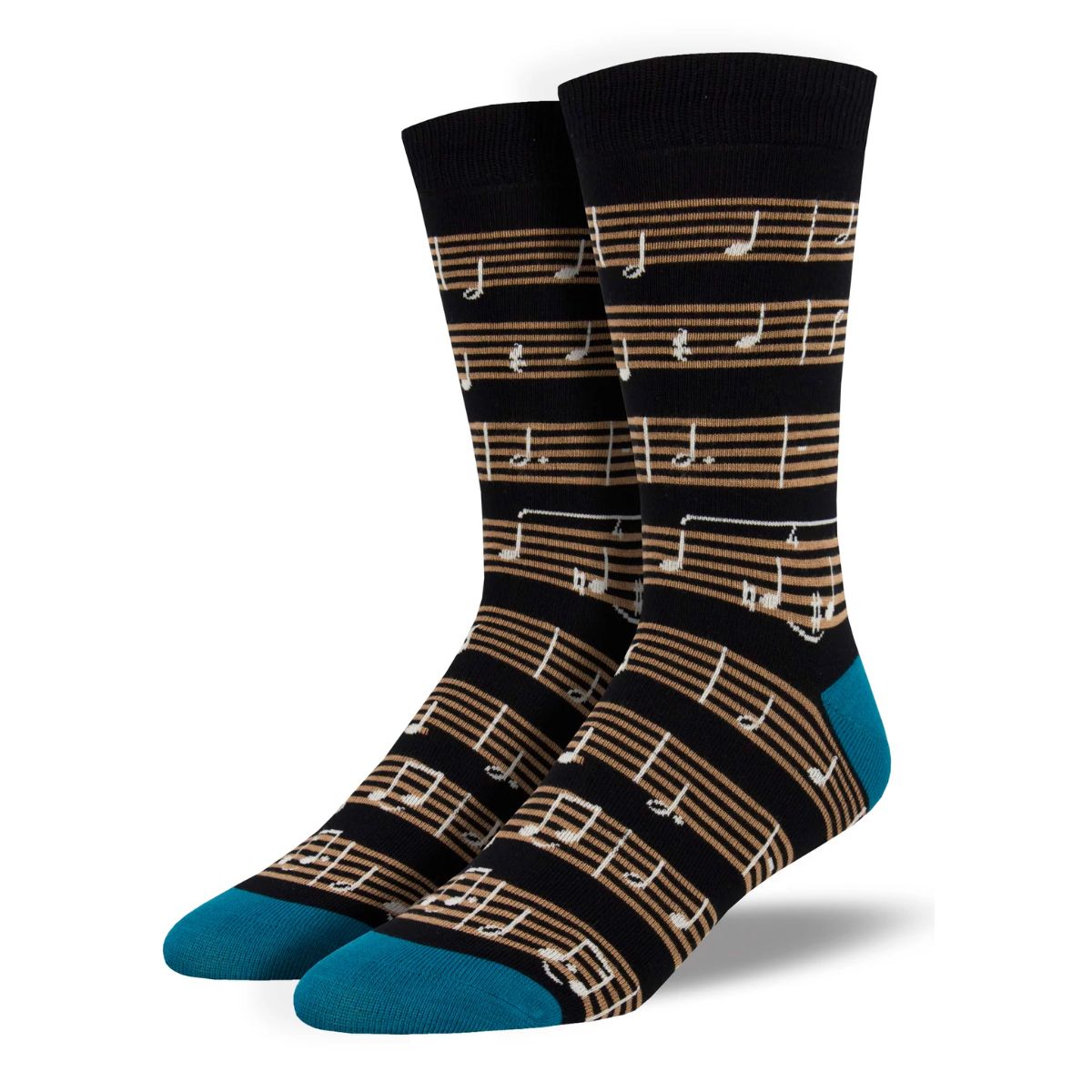 Sheet music socks a pair of black crew socks with sheet music print
