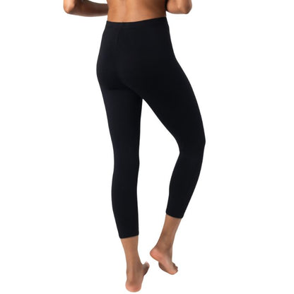 suri capri length legging pant black bottom only back view on model