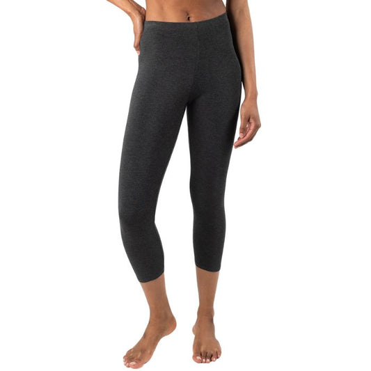 suri capri length legging pant charcoal grey front view of only bottoms on model