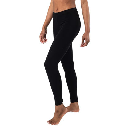 suri full length legging pant black bottom only side view on model
