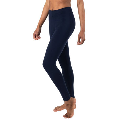 suri full length legging pant ink blue side view of only bottoms on model