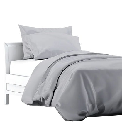 grey terrera duvet cover and two pillowcases on a made bed