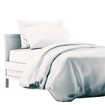 white terrera duvet cover and two pillowcases on a bed