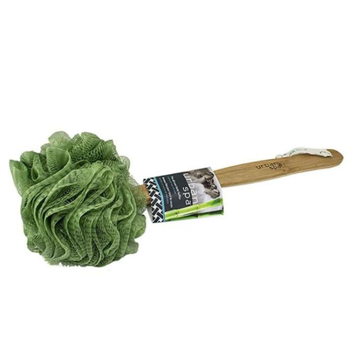 al over body buffer, green loofah with a long handle