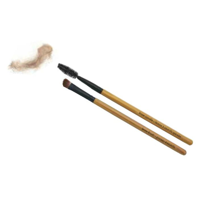 front view of angled brow brush and spoolie eyebrow wand