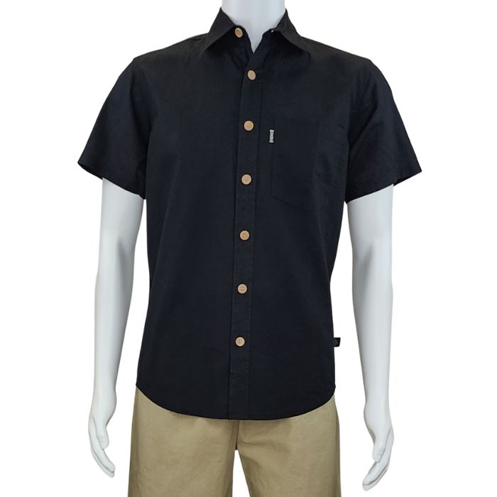 Will button up shirt black front view of top on mannequin