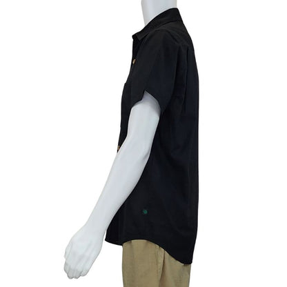 Black Will button up shirt side view of top on mannequin