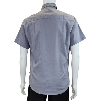 Will button up shirt grey back view of top on mannequin