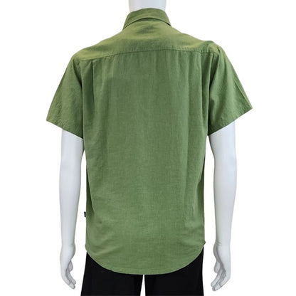Will button up shirt celery green back view of top on mannequin