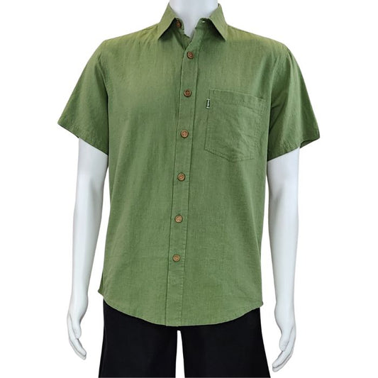 Will button up shirt celery green front view of top on mannequin