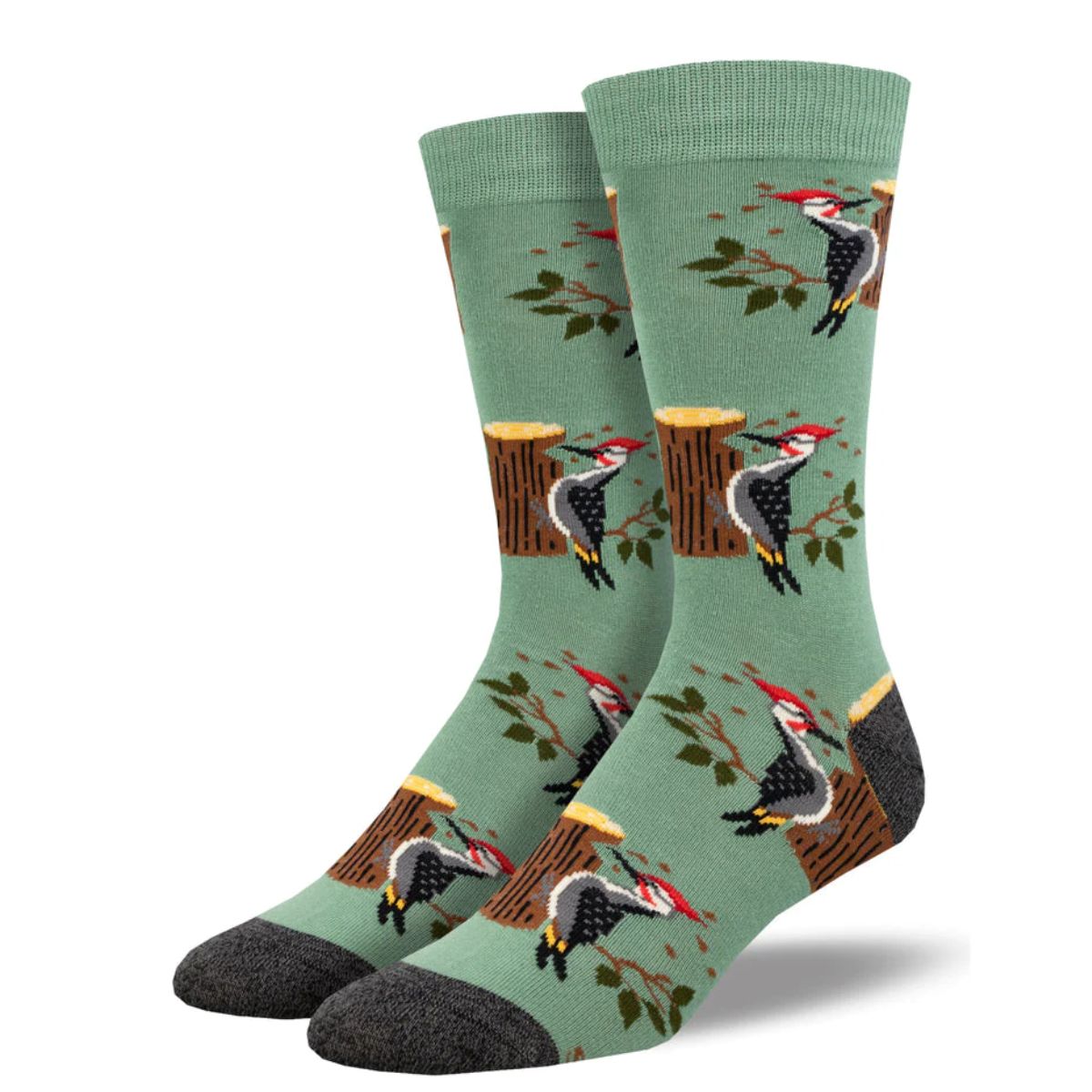 Woodpecker socks a pair of green socks with woodpecker print. 